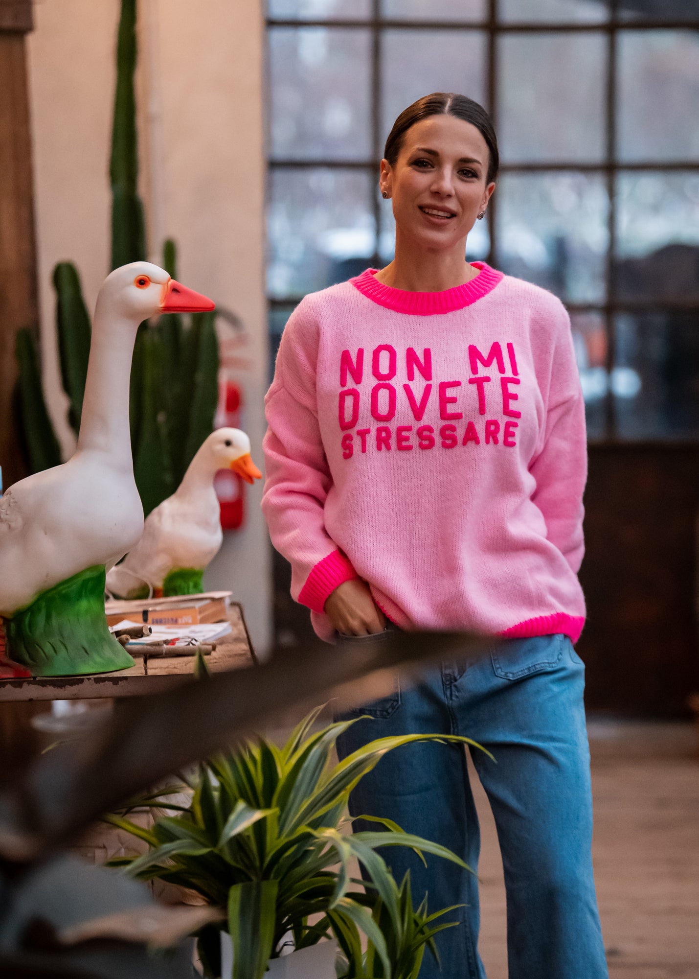 Pull con scritta “Non mi dovete stressare”