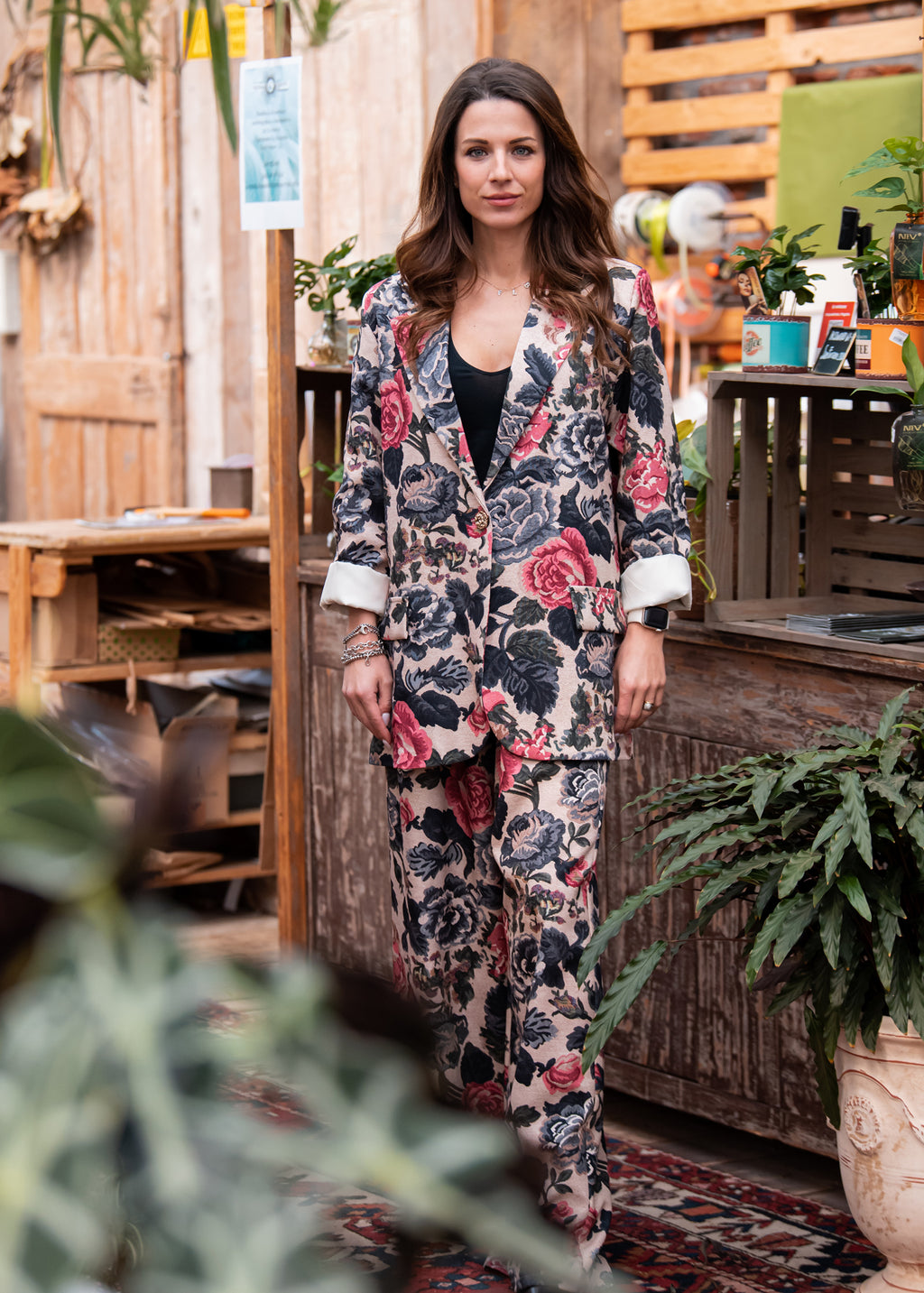 Completo Donna Floreale - Blazer e Pantalone tg unica