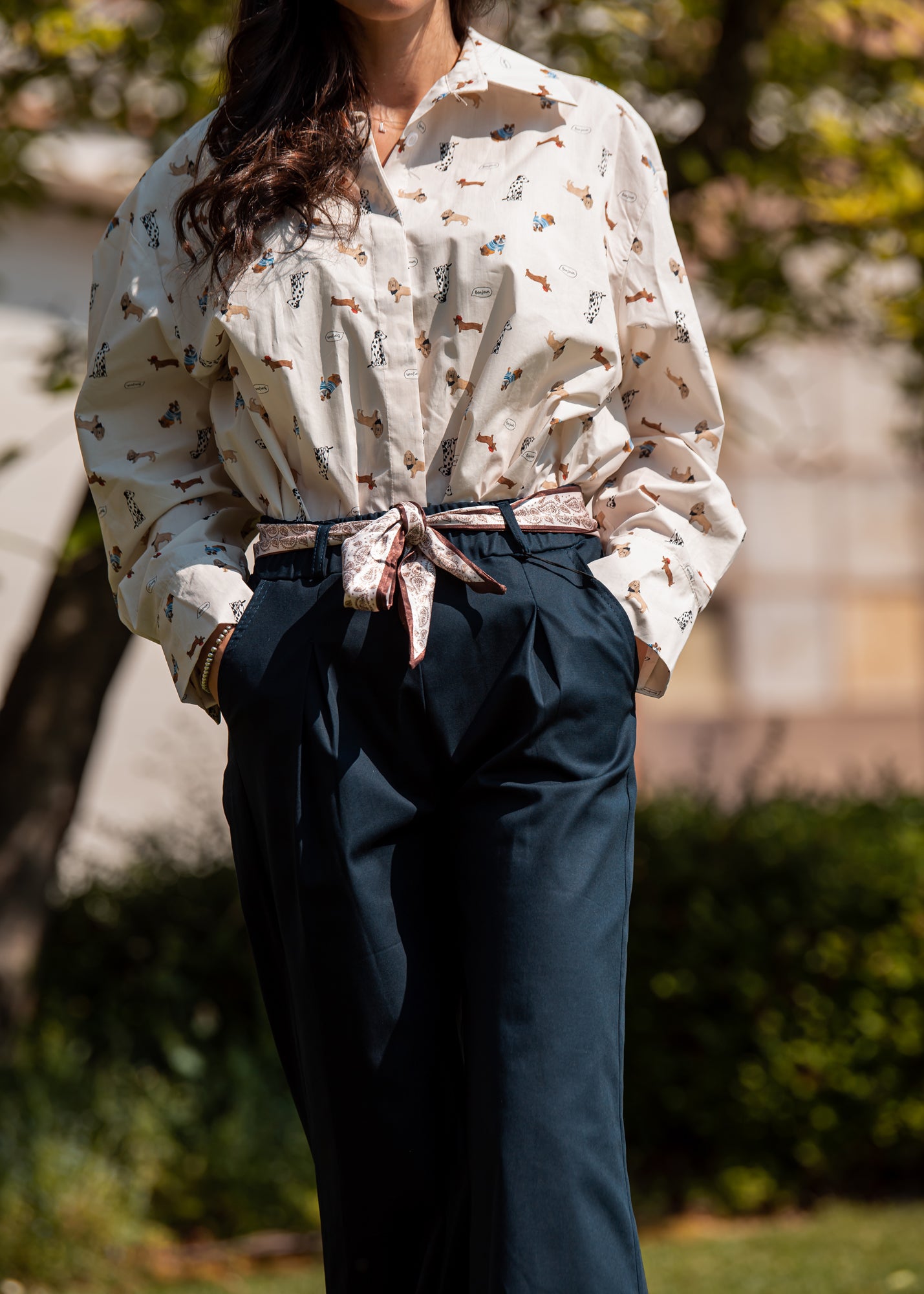 Pantalone con elastico in vita e fusciacca
