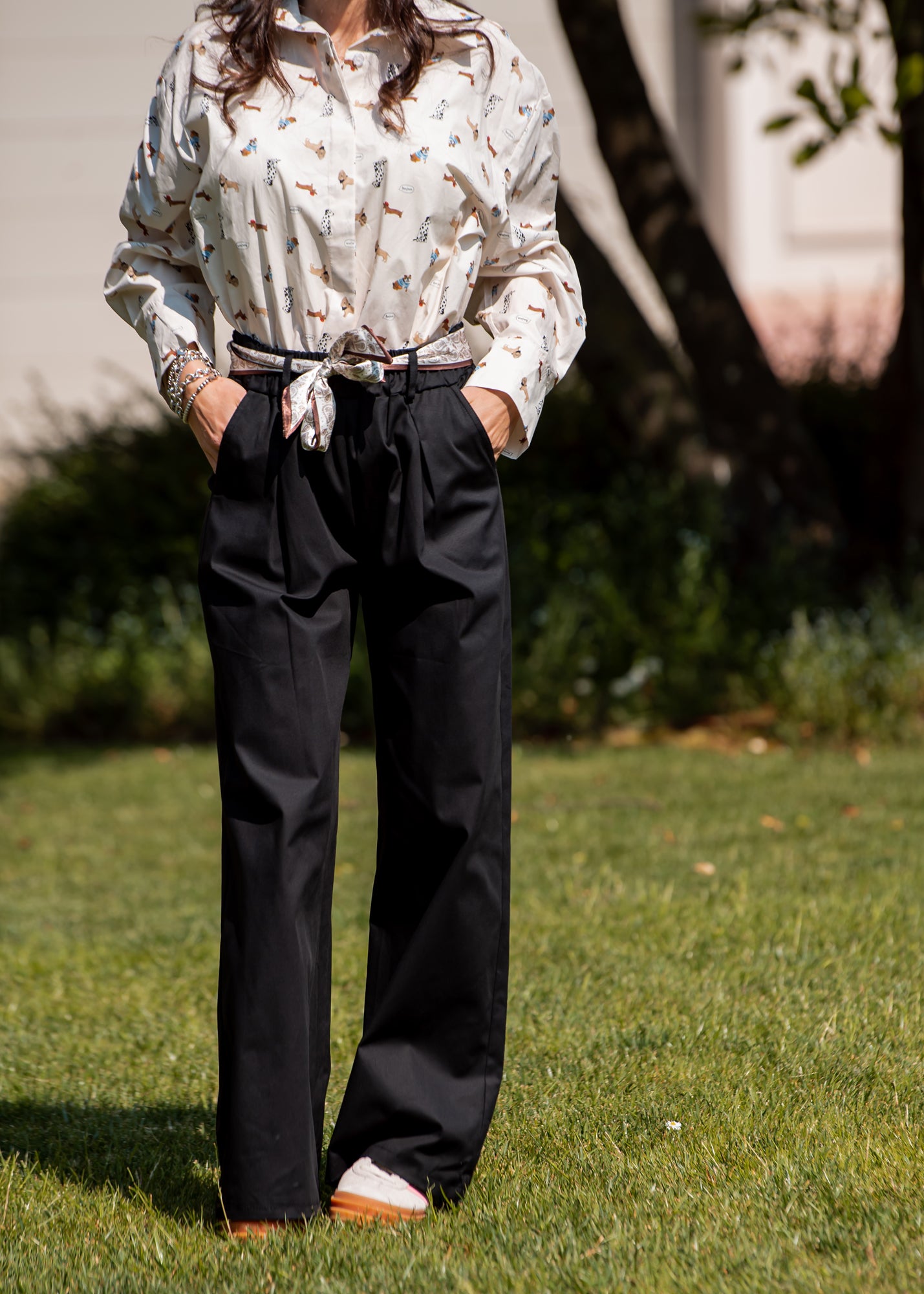 Pantalone con elastico in vita e fusciacca