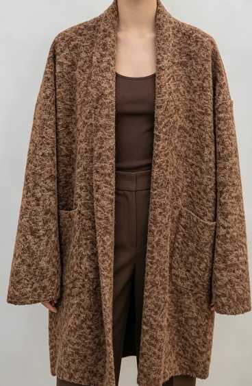 Cardigan Cappotto NOÉLLE – Effetto Bouclé Mélange Marrone