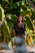Top in Satin con bordi in pizzo